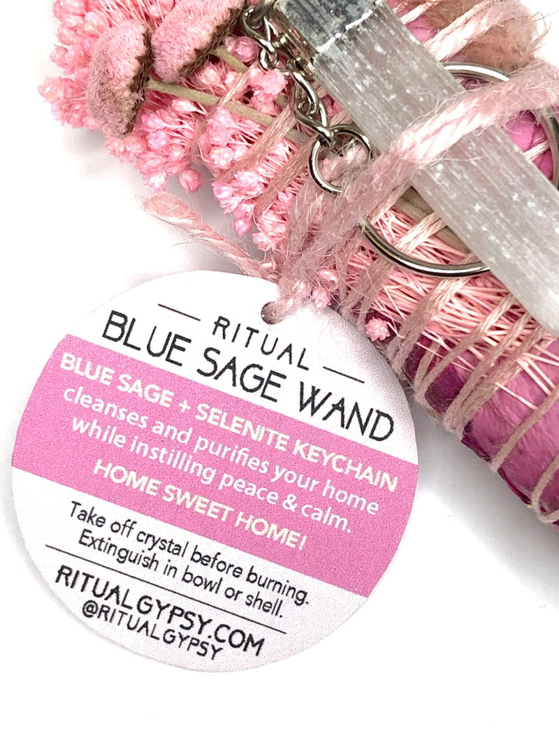 Ritual Gypsy 'HOME SWEET HOME' Ritual Wand (Blue Sage + Selenite Key Chain)