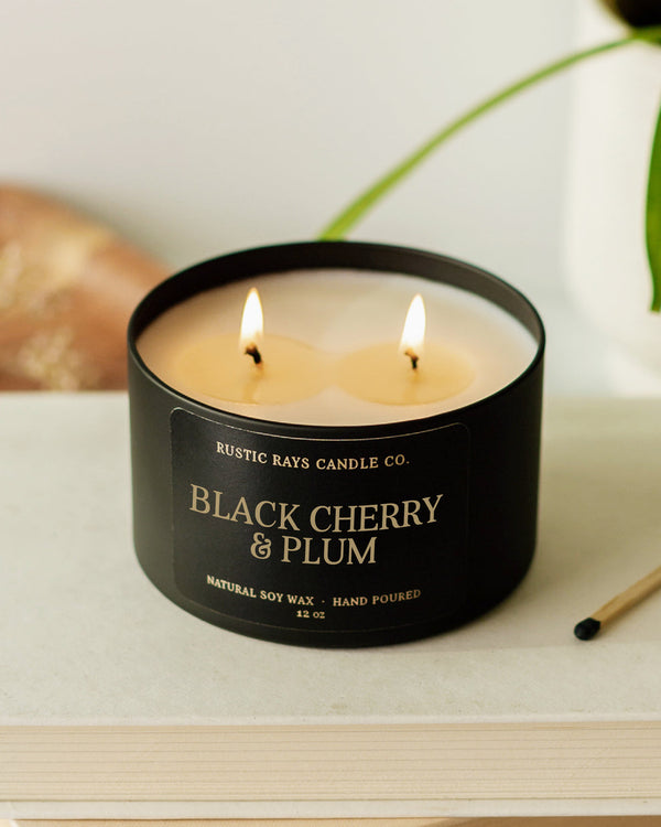 Black Cherry & Plum Double Wick Soy Candle